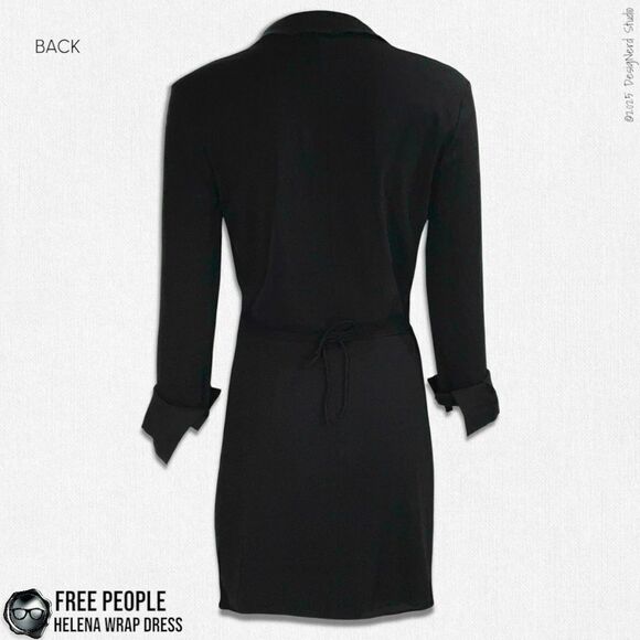 FREE PEOPE HELENA WRAP MINI DRESS IN STUNNING BLACK CREPE DE CHINE SIZE XS/S - Picture 5 of 14